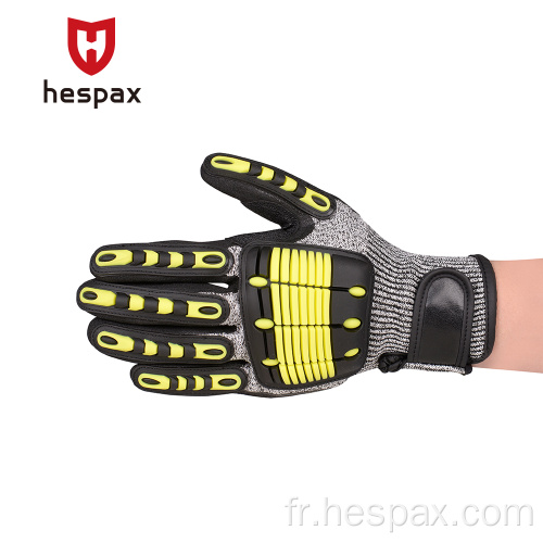 Gants de travail mécanique HESPAX Anti-Impact TPR